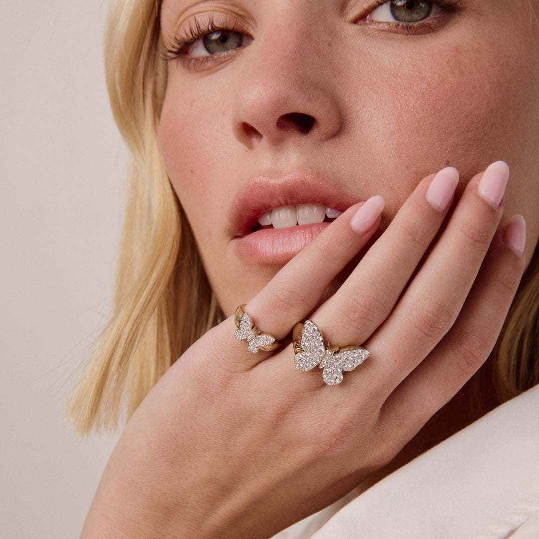 Diamond Butterfly Signet Ring